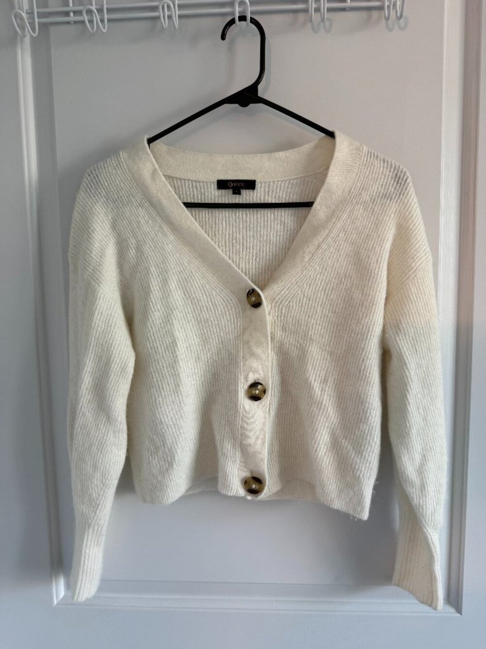 Quince Ivory Button Front Cardigan Sweater Small